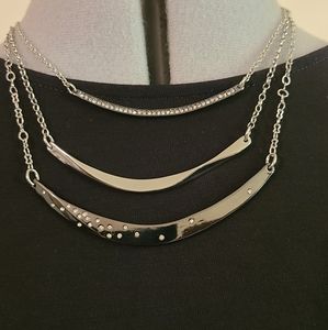 Chico's 3 Tier Necklace With Rhinestones